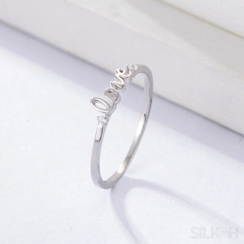 Letter Sterling Silver Stackable Love Ring Sue - Jewelry